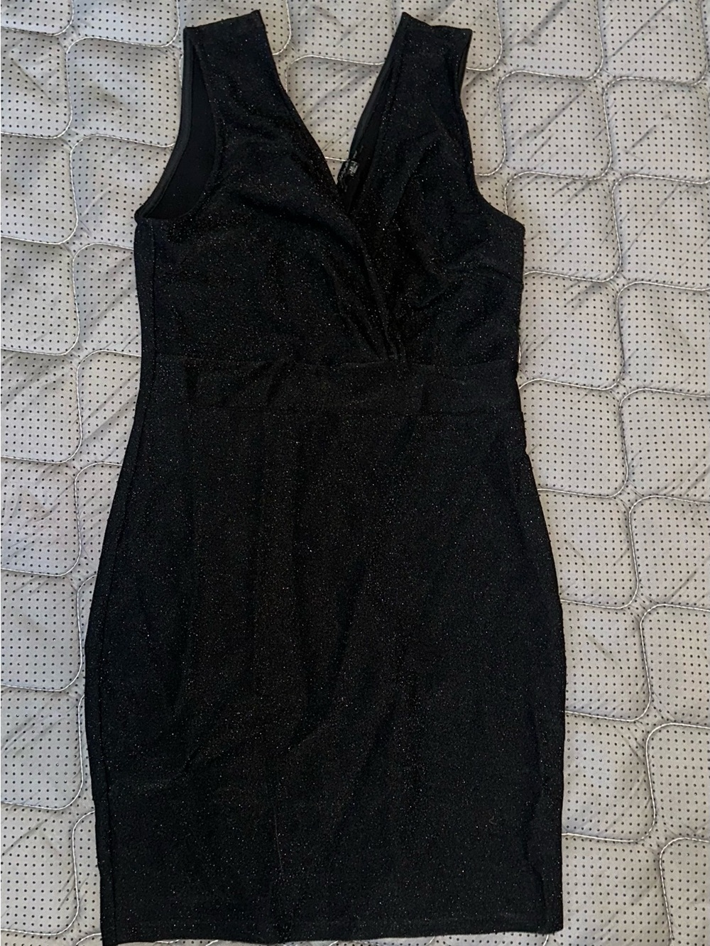 Shinestar Black Sparkle V-Neck Mini Dress